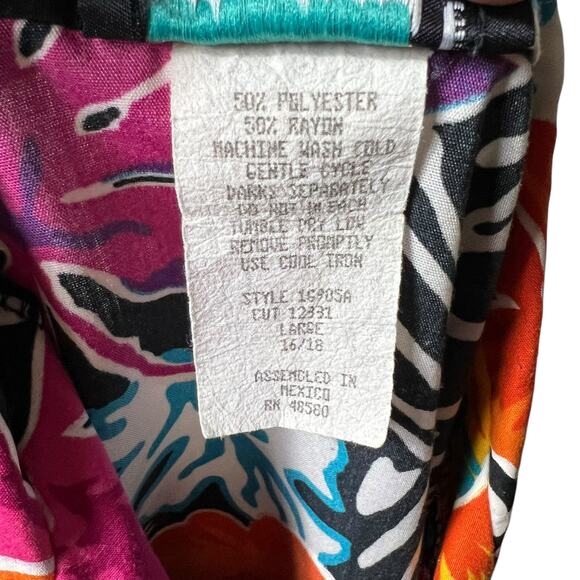 Michele Leslie Colorful Tropical Floral Button-Up Shirt - Size L - Picture 6 of 7